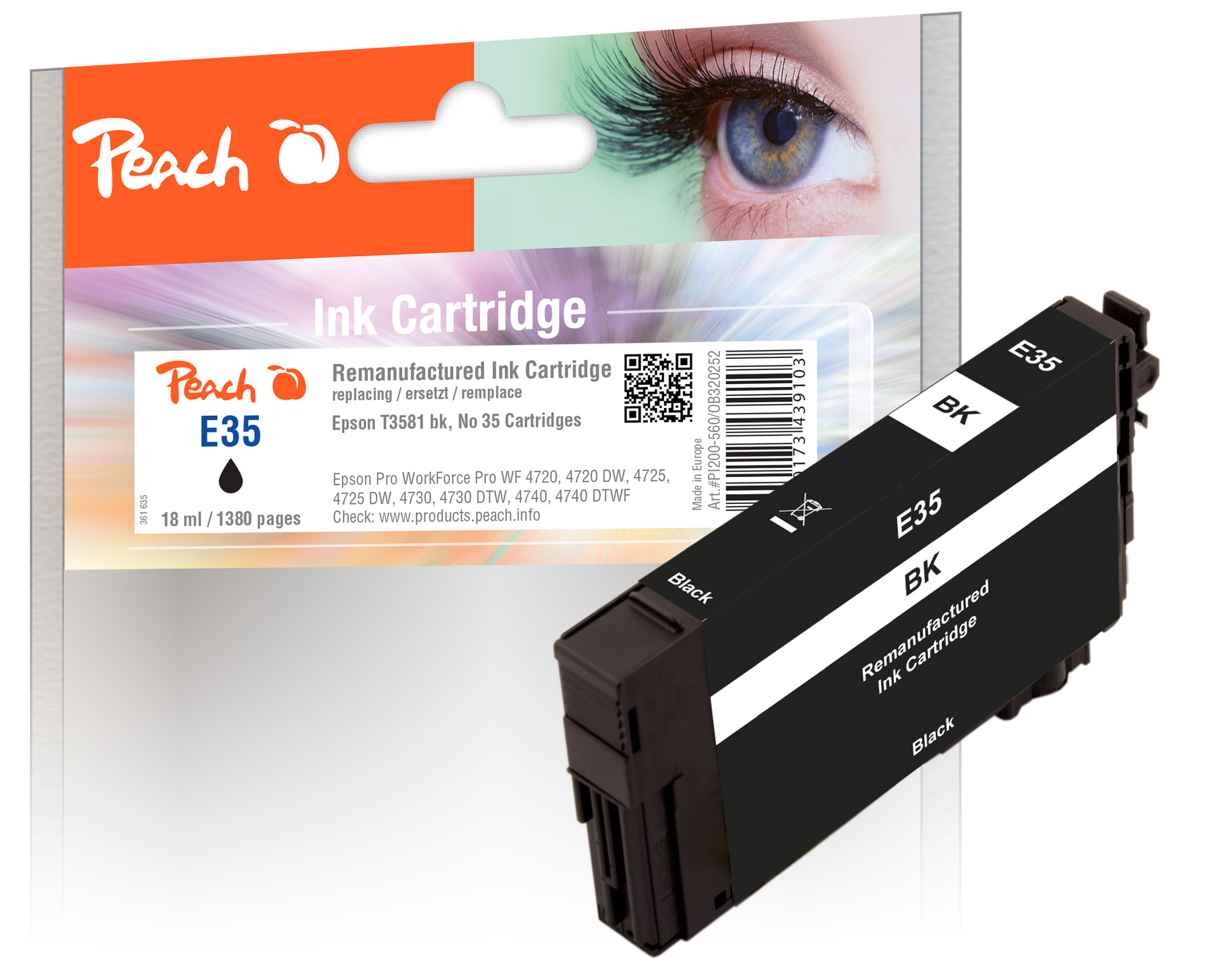 Peach  Tintenpatrone schwarz kompatibel zu Epson WorkForce Pro WF-4720 DWF