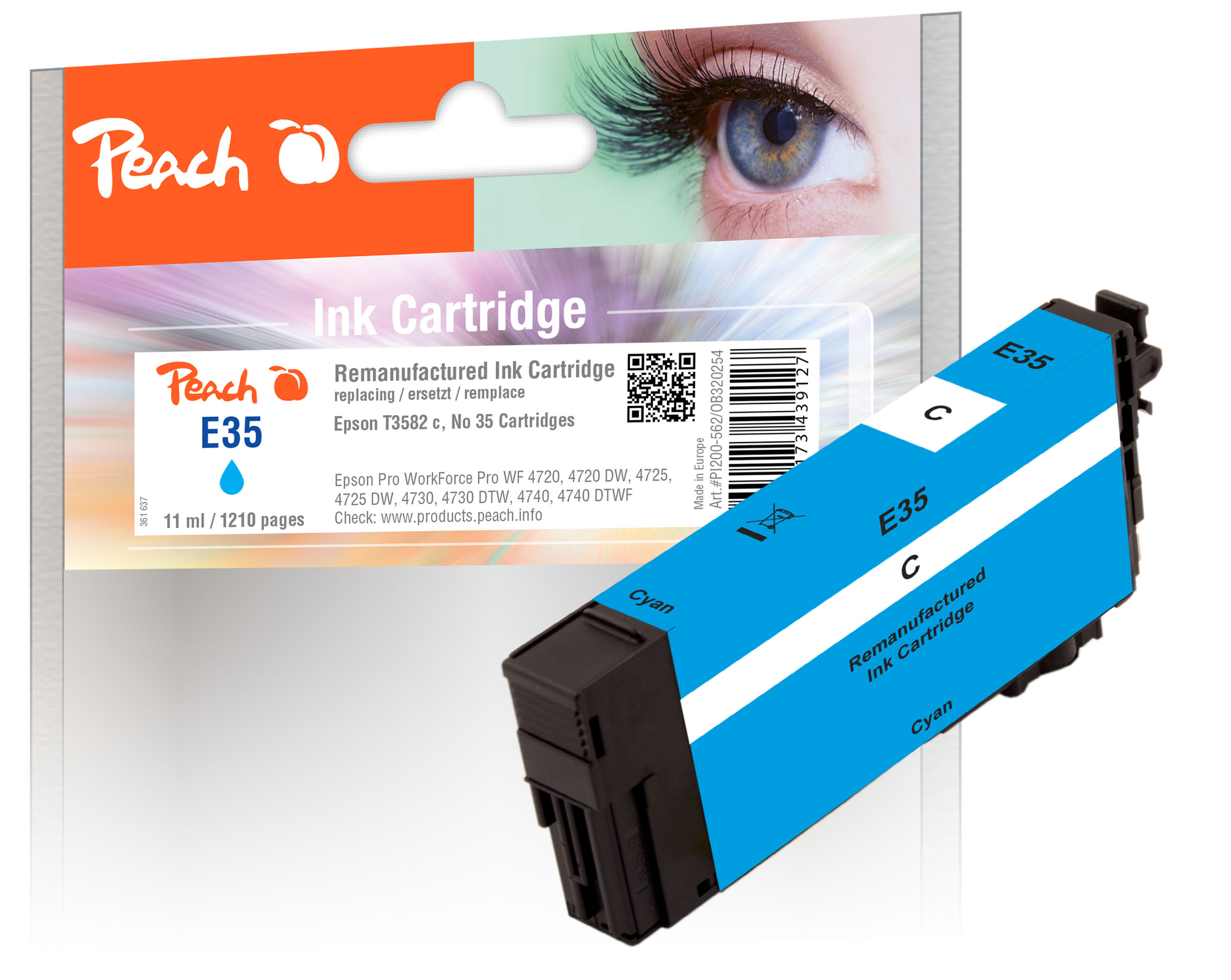 Peach  Tintenpatrone cyan kompatibel zu Epson WorkForce Pro WF-4720 DWF