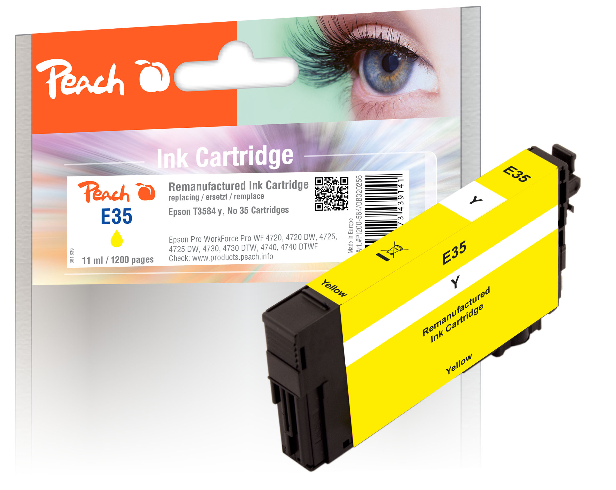 Peach  Tintenpatrone gelb kompatibel zu Epson WorkForce Pro WF-4720 DWF