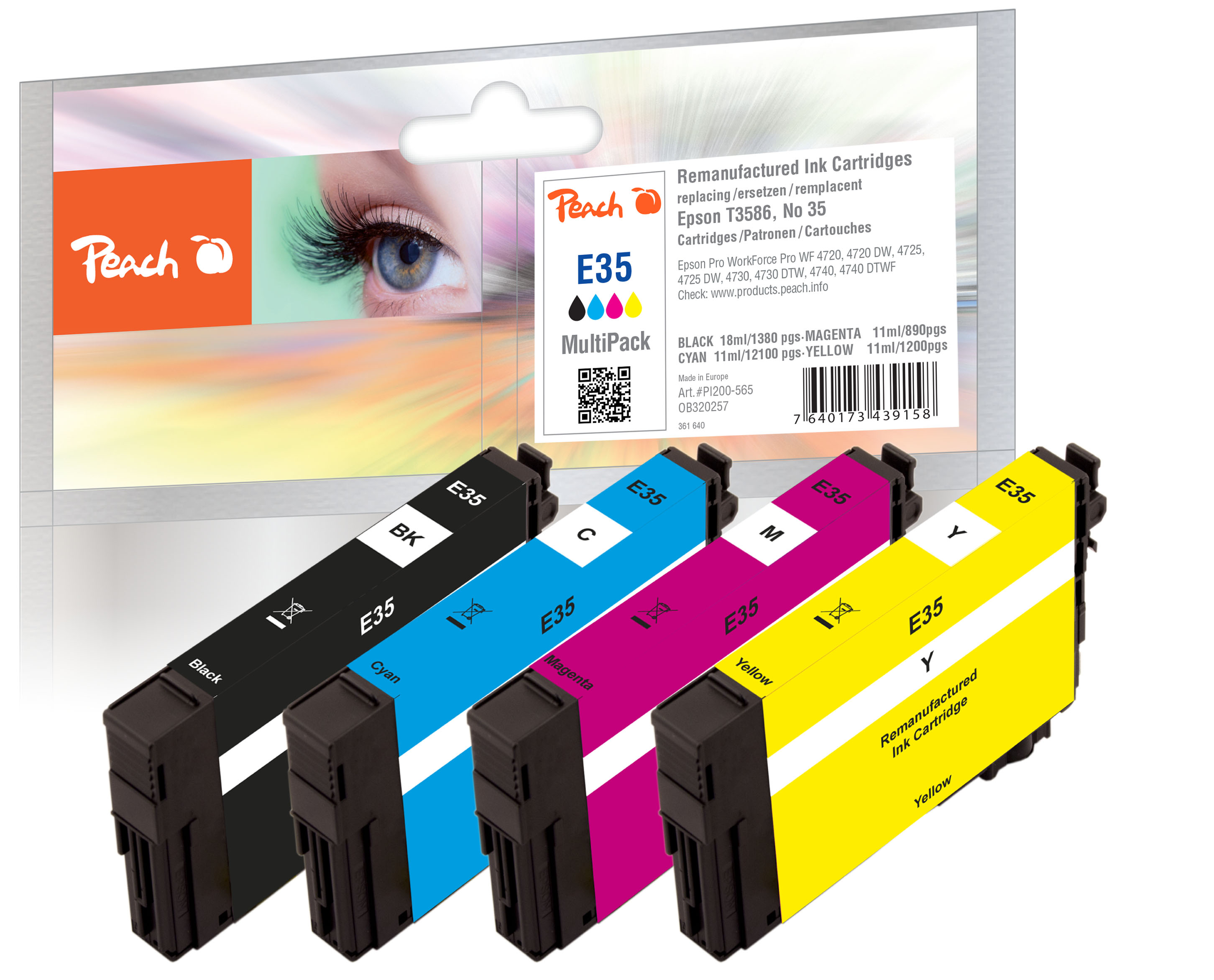 Peach  Spar Pack Tintenpatronen kompatibel zu Epson WorkForce Pro WF-4720 DWF