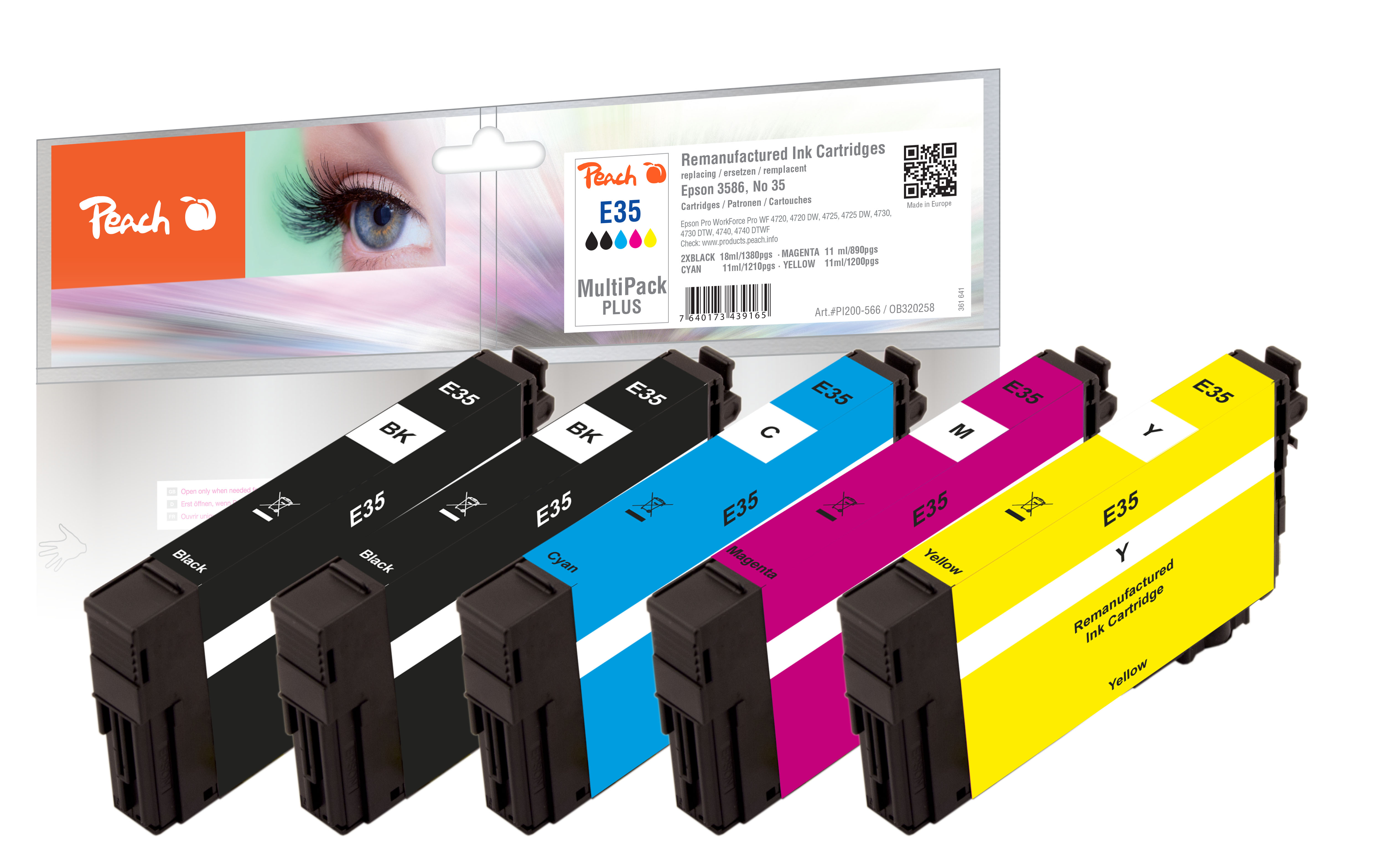 Peach  Spar Pack Plus Tintenpatronen kompatibel zu Epson WorkForce Pro WF-4720 DWF