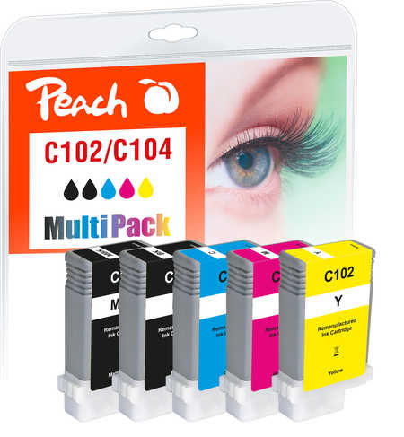 Peach  Spar Pack Tintenpatronen kompatibel zu Canon imagePROGRAF IPF 750 MFP M 40
