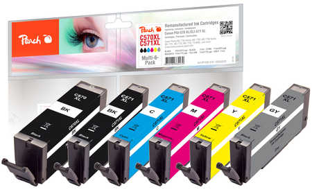 Peach  Spar Pack mit grau Tintenpatronen XL-Ergiebigkeit, kompatibel zu Canon Pixma TS 6050 Series
