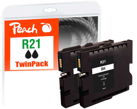 Peach  Doppelpack Tintenpatrone schwarz kompatibel zu Ricoh Aficio GX 3000 sf