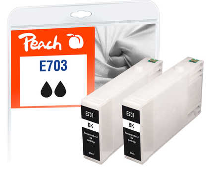 Peach  Doppelpack Tintenpatronen schwarz kompatibel zu Epson WorkForce Pro WP-4525 DNF