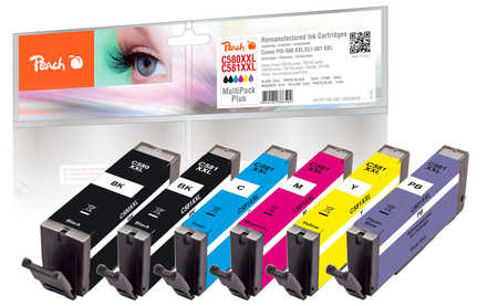 Peach  Spar Pack mit foto blau Tintenpatronen XXL-Ergiebigkeit, kompatibel zu Canon Pixma TS 9100 Series