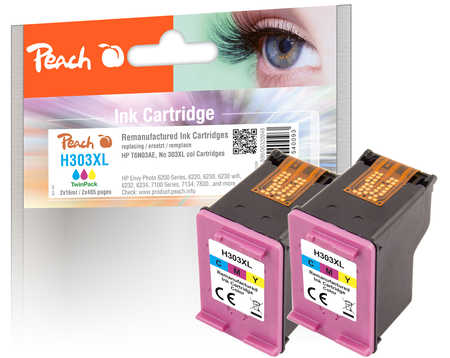 Peach  Doppelpack Druckköpfe color kompatibel zu HP Envy Photo 6234