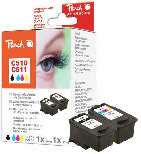 Peach  Spar Pack Druckköpfe kompatibel zu Canon Pixma MP 260