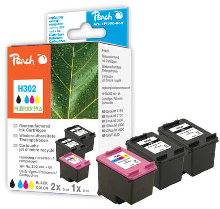 Peach  Spar Pack Plus Druckköpfe kompatibel zu HP Envy 4521 e-All-in-One