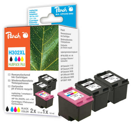 Peach  Spar Pack Plus Druckköpfe kompatibel zu HP Envy 4521 e-All-in-One
