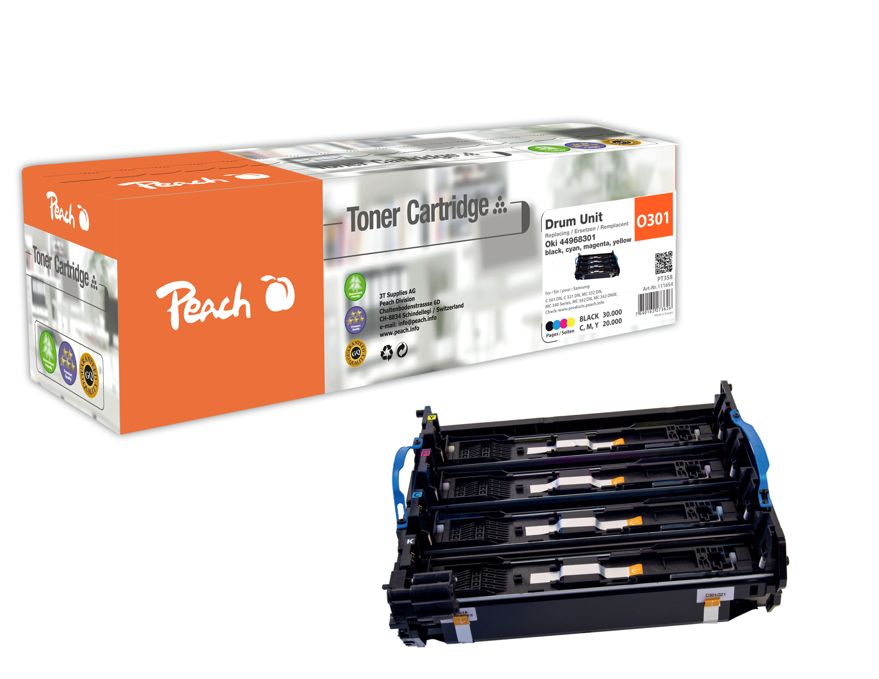Peach Trommeleinheit, kompatibel zu OKI C 332 DN