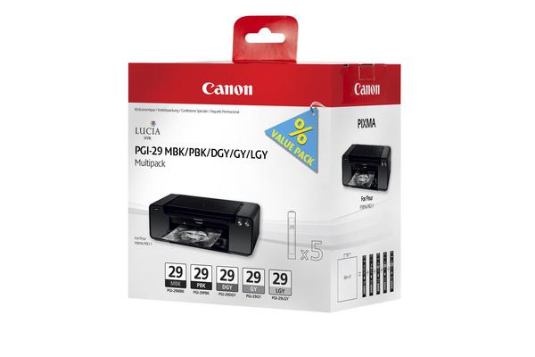 Original Multipack Tinte MBK/PBK/DGY/GY/LGY Canon Pixma Pro 1