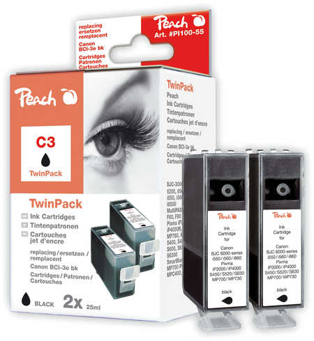 Peach Twin Pack schwarz kompatibel zu Canon BJC 6000