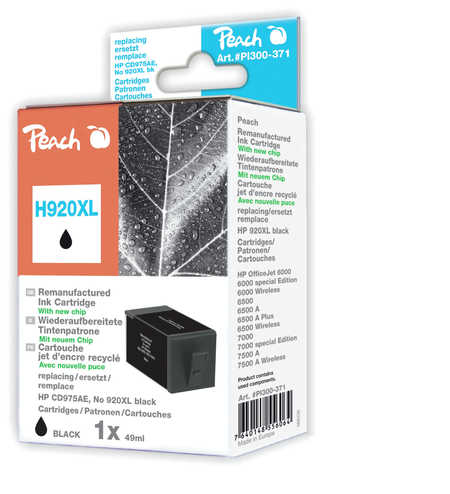 Peach  Tintenpatrone schwarz HC kompatibel zu HP OfficeJet 6000 Wireless
