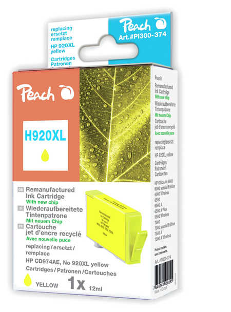 Peach  Tintenpatrone gelb HC kompatibel zu HP OfficeJet 6000 Wireless