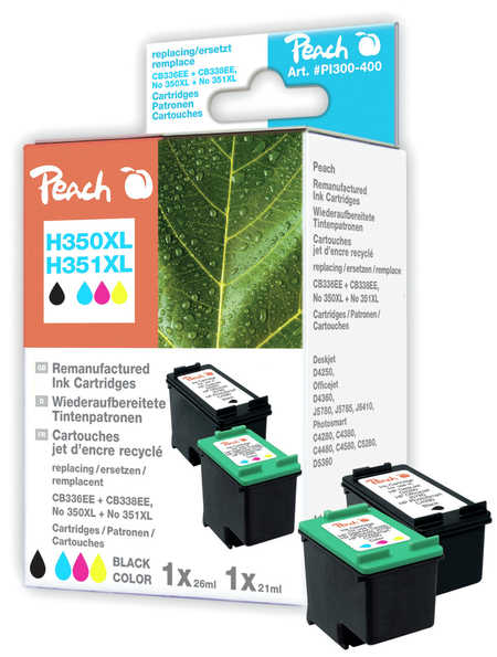 Peach  Spar Pack Druckköpfe kompatibel zu HP PhotoSmart C 4572