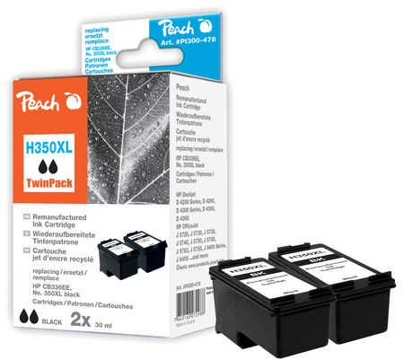 Peach  Doppelpack Druckköpfe schwarz kompatibel zu HP PhotoSmart C 4570