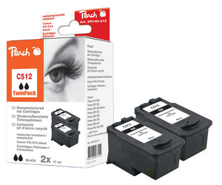 Peach  Doppelpack Druckköpfe schwarz kompatibel zu Canon Pixma MP 499