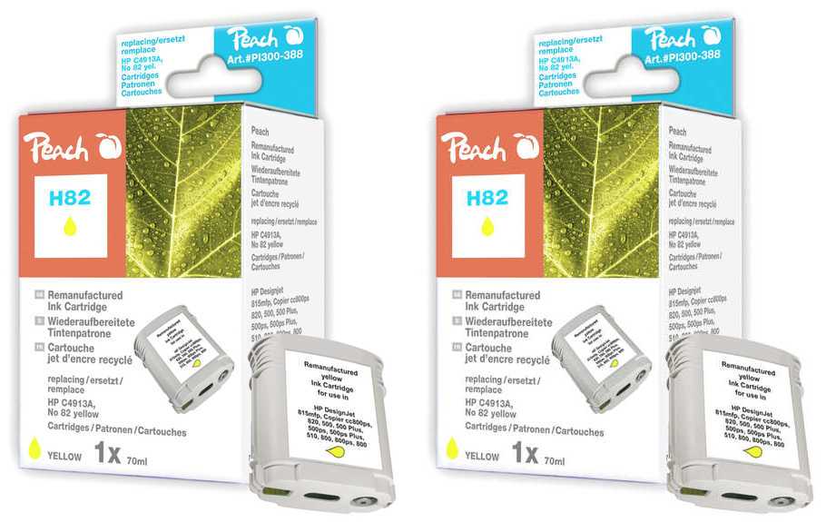 Peach  Doppelpack Tintenpatronen gelb kompatibel zu HP DesignJet 510 24 Inch